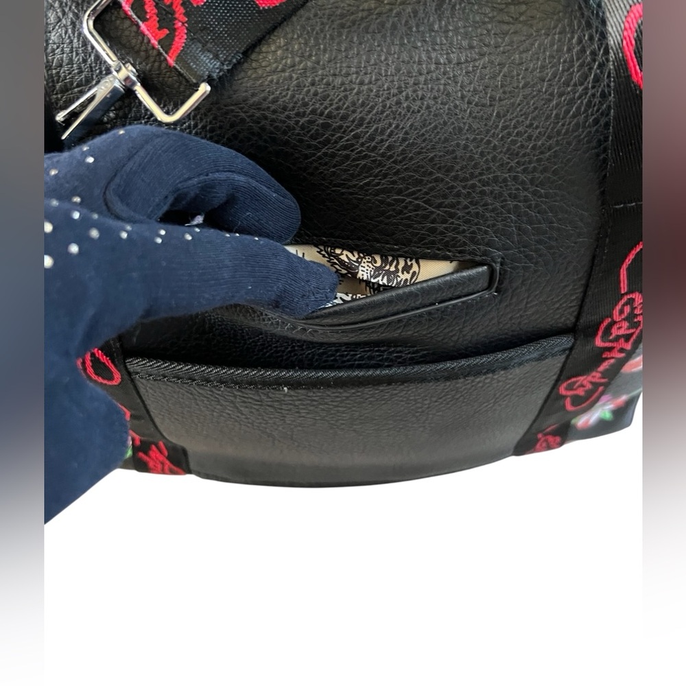 Ed Hardy Black Floral Skull Embroidery Tote Bag - Picture 8 of 11